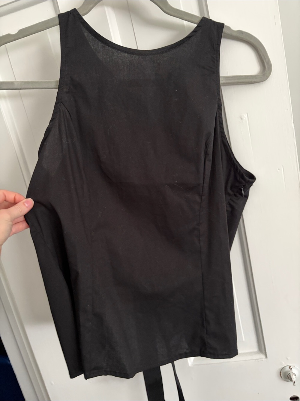 Women’s Black Sleeveless Tank Top with open back and bows - Clean Minimal Design